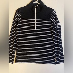 FJ FootJoy 1/4 Zip Pullover Womens Small Black White Striped XS L71-26